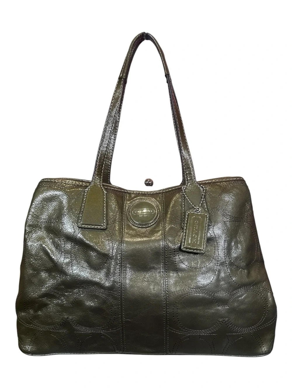 Coach Signature Stitch Kisslock Tote
